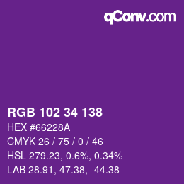 Color code: RGB 102 34 138 | qconv.com