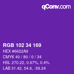カラーコード: RGB 102 34 169 | qconv.com