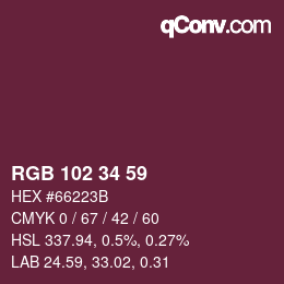 Color code: RGB 102 34 59 | qconv.com