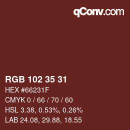 Color code: RGB 102 35 31 | qconv.com