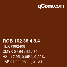 カラーコード: RGB 102 36.4 8.4 | qconv.com
