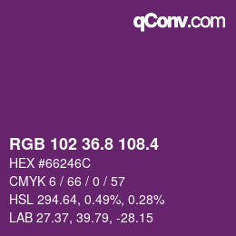 カラーコード: RGB 102 36.8 108.4 | qconv.com