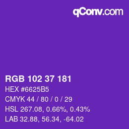 Color code: RGB 102 37 181 | qconv.com