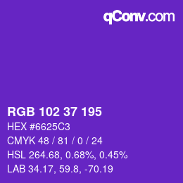 Color code: RGB 102 37 195 | qconv.com