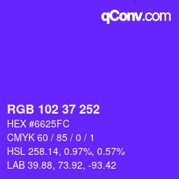 Color code: RGB 102 37 252 | qconv.com