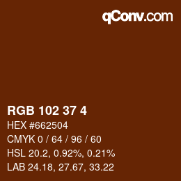 Color code: RGB 102 37 4 | qconv.com