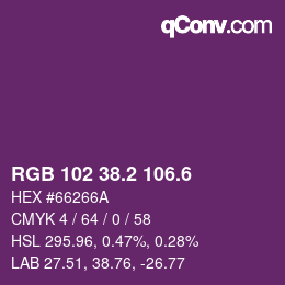 カラーコード: RGB 102 38.2 106.6 | qconv.com