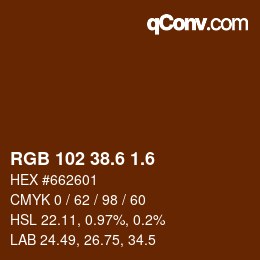 カラーコード: RGB 102 38.6 1.6 | qconv.com