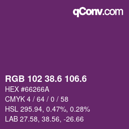 カラーコード: RGB 102 38.6 106.6 | qconv.com