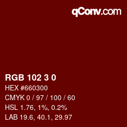 Color code: RGB 102 3 0 | qconv.com