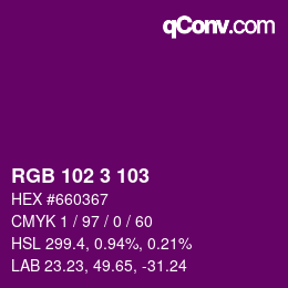 Color code: RGB 102 3 103 | qconv.com