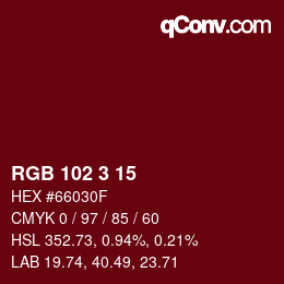 Color code: RGB 102 3 15 | qconv.com