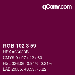 カラーコード: RGB 102 3 59 | qconv.com
