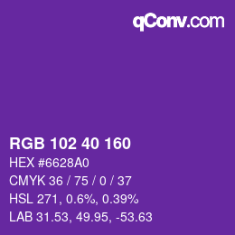 Color code: RGB 102 40 160 | qconv.com
