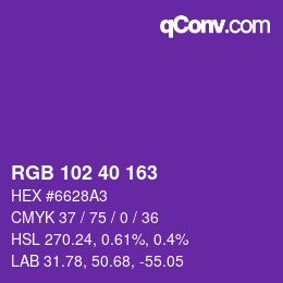 Color code: RGB 102 40 163 | qconv.com