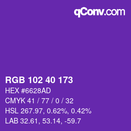 Color code: RGB 102 40 173 | qconv.com