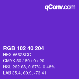 Color code: RGB 102 40 204 | qconv.com