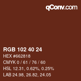 Color code: RGB 102 40 24 | qconv.com