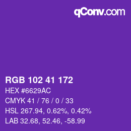 Color code: RGB 102 41 172 | qconv.com