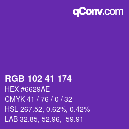 Color code: RGB 102 41 174 | qconv.com