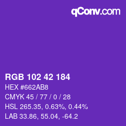 Color code: RGB 102 42 184 | qconv.com
