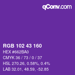 Color code: RGB 102 43 160 | qconv.com