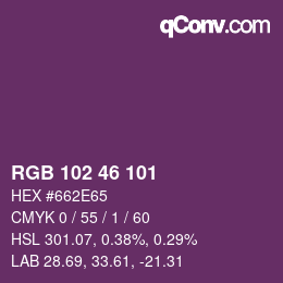 Color code: RGB 102 46 101 | qconv.com