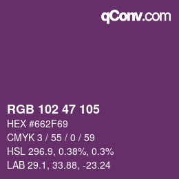 Farbcode: RGB 102 47 105 | qconv.com