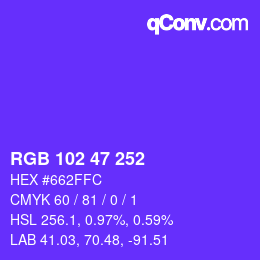 Color code: RGB 102 47 252 | qconv.com