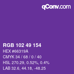 Color code: RGB 102 49 154 | qconv.com