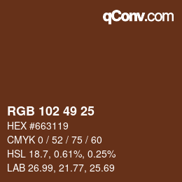 Color code: RGB 102 49 25 | qconv.com