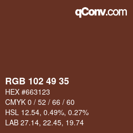 Farbcode: RGB 102 49 35 | qconv.com