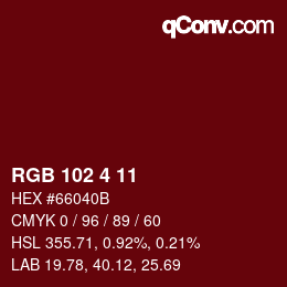 Color code: RGB 102 4 11 | qconv.com