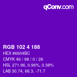 Color code: RGB 102 4 188 | qconv.com