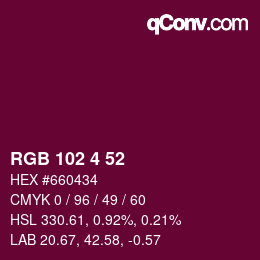 Color code: RGB 102 4 52 | qconv.com