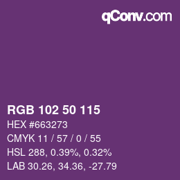Color code: RGB 102 50 115 | qconv.com