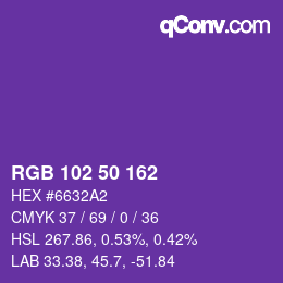 Color code: RGB 102 50 162 | qconv.com