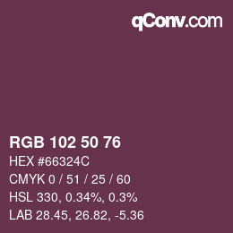 Color code: RGB 102 50 76 | qconv.com