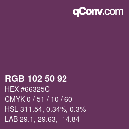 Color code: RGB 102 50 92 | qconv.com