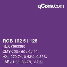颜色代码: RGB 102 51 128 | qconv.com