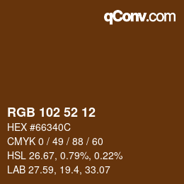 Color code: RGB 102 52 12 | qconv.com