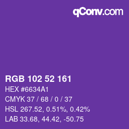 Color code: RGB 102 52 161 | qconv.com