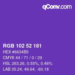 Color code: RGB 102 52 181 | qconv.com