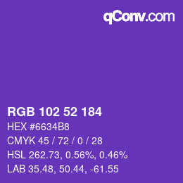 カラーコード: RGB 102 52 184 | qconv.com