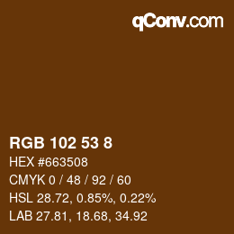 Color code: RGB 102 53 8 | qconv.com