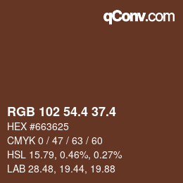 カラーコード: RGB 102 54.4 37.4 | qconv.com