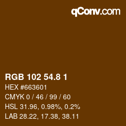 Color code: RGB 102 54.8 1 | qconv.com