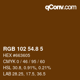 カラーコード: RGB 102 54.8 5 | qconv.com
