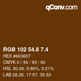 カラーコード: RGB 102 54.8 7.4 | qconv.com