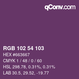 Farbcode: RGB 102 54 103 | qconv.com